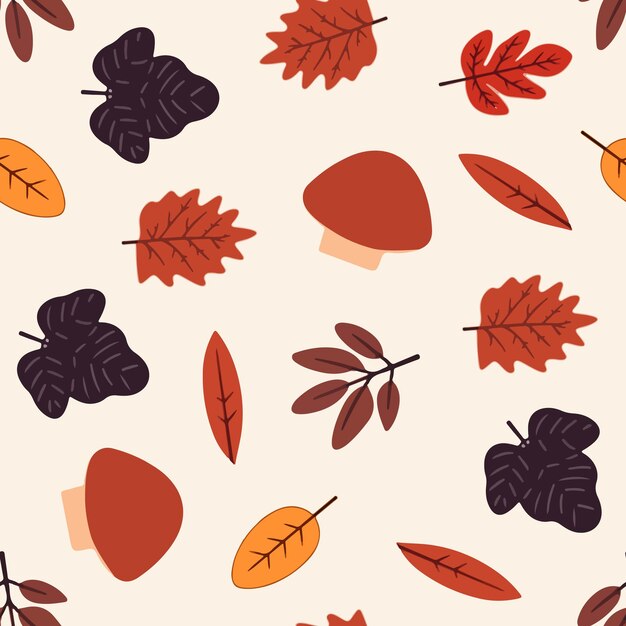 Ilustración aislada de vector de un patrón con hojas de otoño