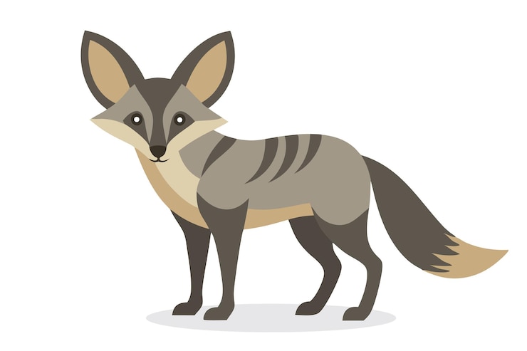 Vector ilustración aislada de vector plano de animal zorro con orejas de murciélago en fondo blanco