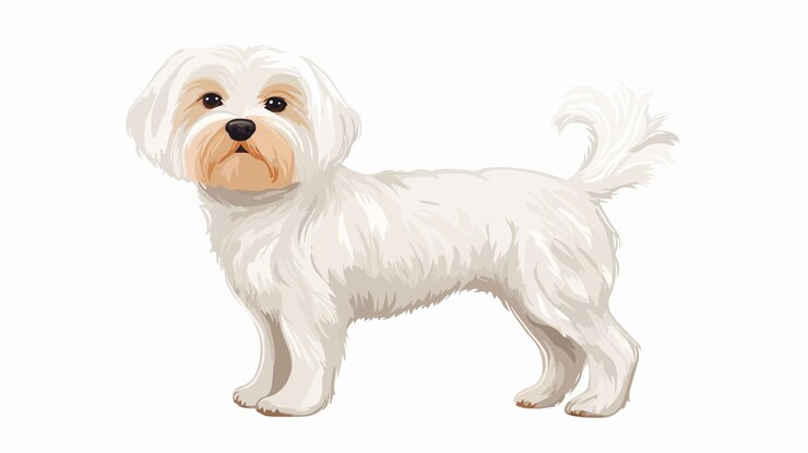 Vector ilustración aislada de vector plano del lindo perro terrier maltés
