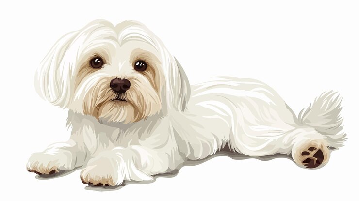 Vector ilustración aislada de vector plano del lindo perro terrier maltés