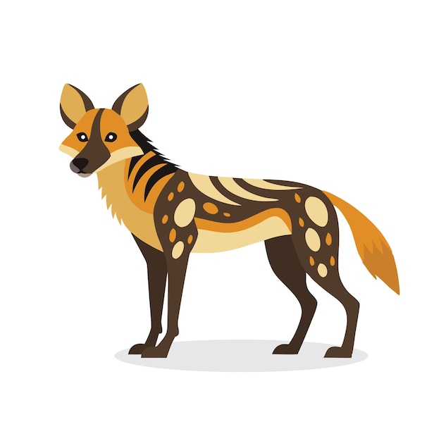 Ilustración aislada de vector plano de perro salvaje en fondo blanco