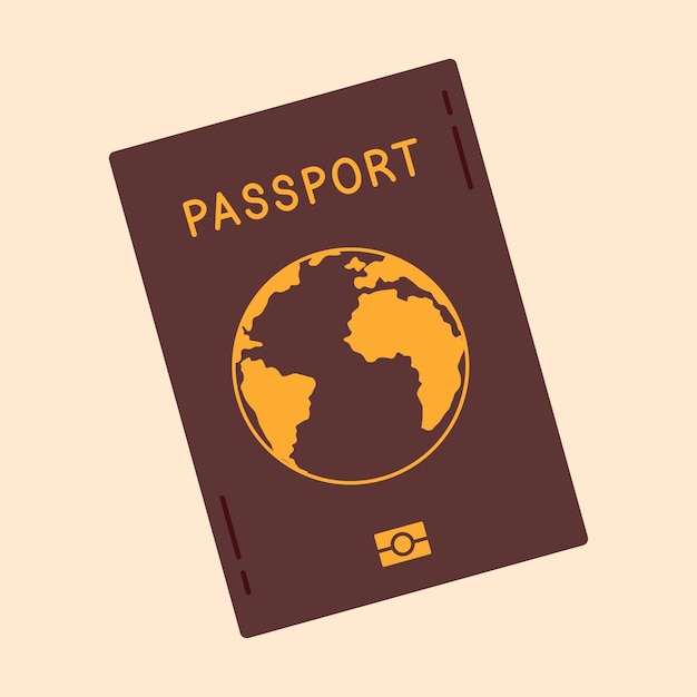 Ilustración aislada de vector plano de la portada del pasaporte internacional