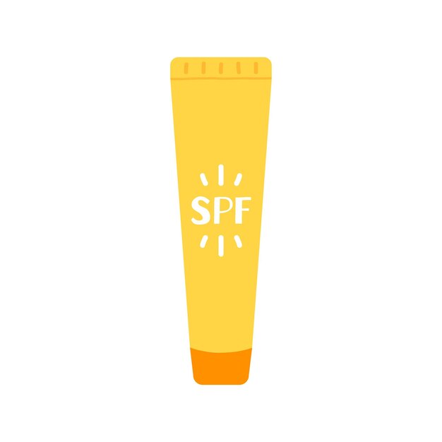 Ilustración aislada de vector plano del producto de protección solar Cosmético para el cuidado de la piel para la protección solar tubo spf