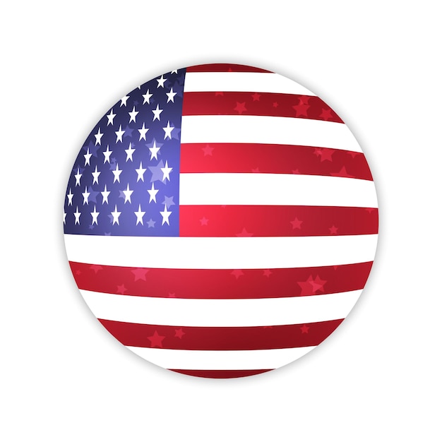 Vector ilustración aislada de vector redondo de la bandera de los estados unidos símbolo nacional estadounidense brillante creativo