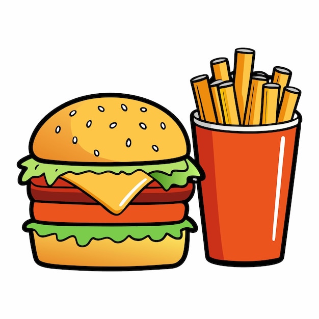 Ilustración aislada de vectores de hamburguesas de dibujos animados
