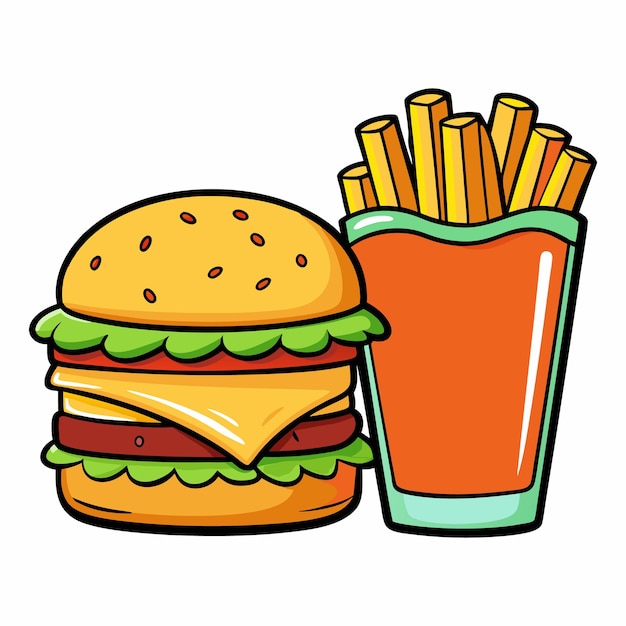 Ilustración aislada de vectores de hamburguesas de dibujos animados