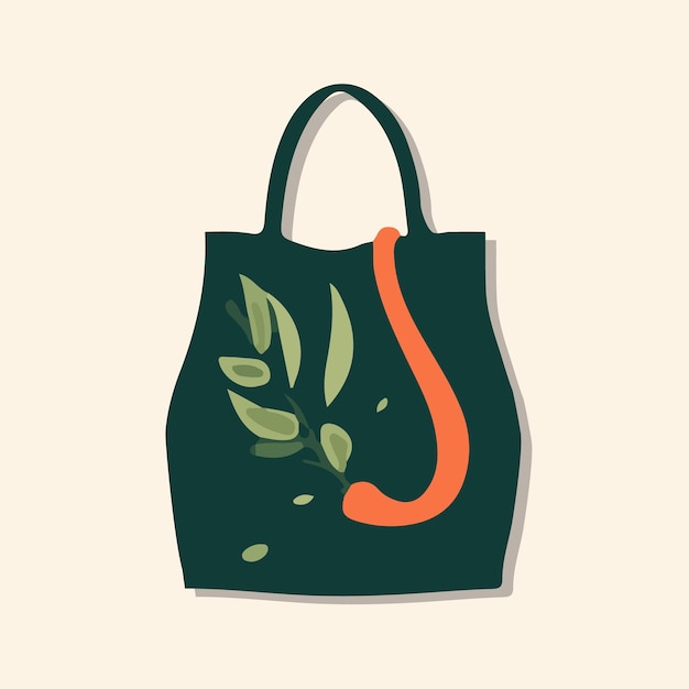 Ilustración aislada vectorial de la bolsa ecológica Bolsa para compras cotidianas Bolsa de tela