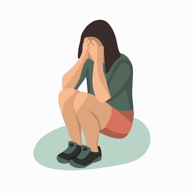 Ilustración aislada vectorial de una chica desesperada.