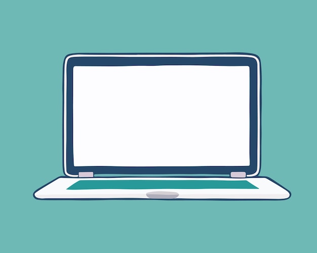 Ilustración aislada vectorial de una computadora portátil con fondo de pantalla en blanco en una computadora portátil
