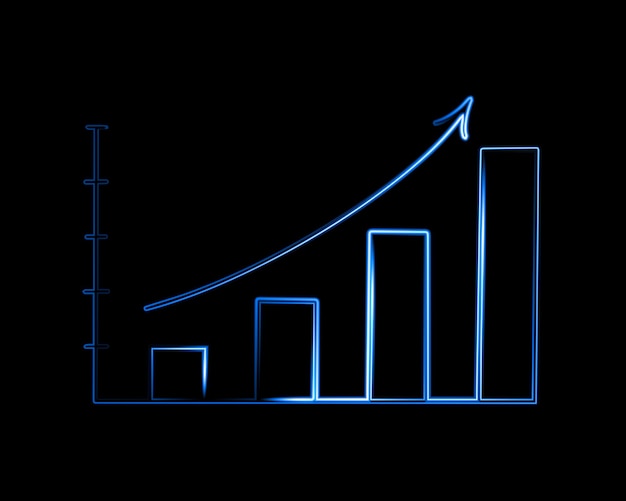 Ilustración aislada vectorial del gráfico de progreso. lograr el éxito financiero durante un período.