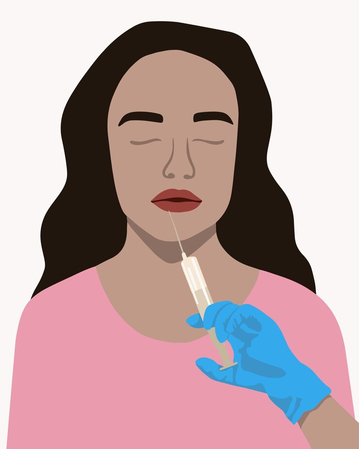 Vector ilustración aislada vectorial de inyecciones labiales aumento de los labios