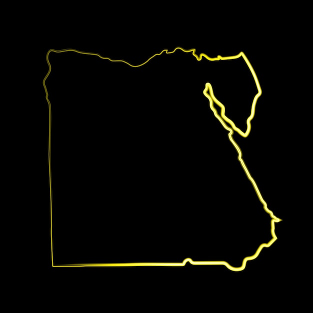 Ilustración aislada vectorial del mapa de Egipto con efecto neón.