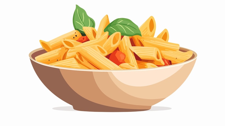 Vector ilustración aislada vectorial de pasta de penne imagen 2d única de alta calidad para proyectos de diseño