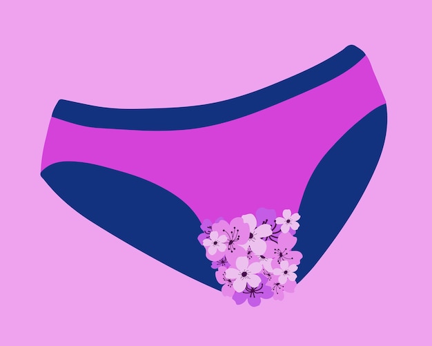 Ilustración aislada vectorial de ropa interior durante la menstruación.