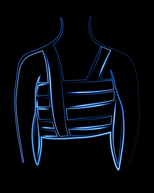 Ilustración aislada vectorial de vendaje de espalda Primeros auxilios para lesiones de espalda