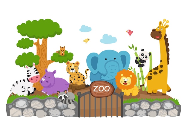 ilustración, de, aislado, animal, zoo, vector