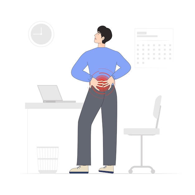 Ilustración al estilo coreano del dolor lumbar