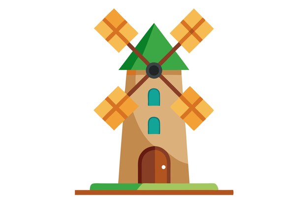 Ilustración al estilo de dibujos animados de clipart de molino de viento