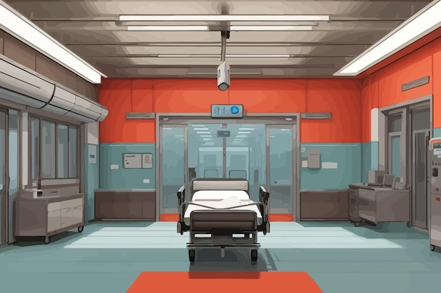 Vector ilustración del ala del hospital en el interior