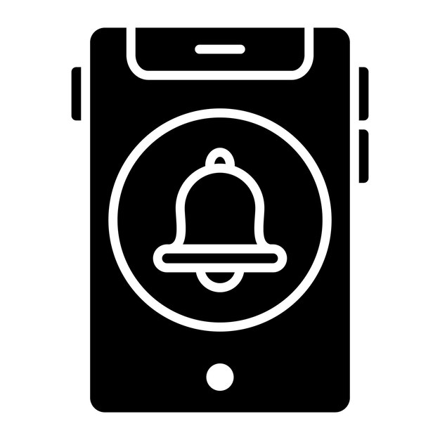 Ilustración de alarma de teléfono inteligente en negro sólido