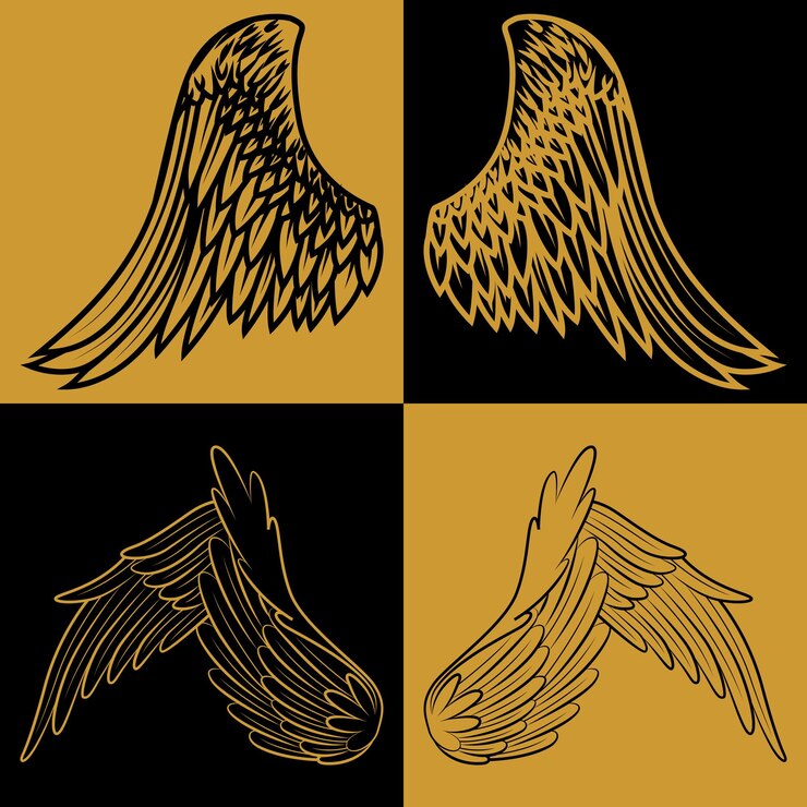 Ilustración de alas en dorado y negro