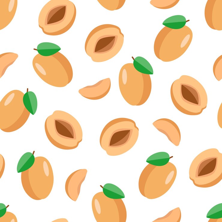 Vector ilustración de albaricoques diseño de patrones sin fisuras sobre fondo blanco.