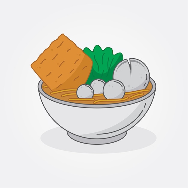 Vector ilustración de albóndigas bakso