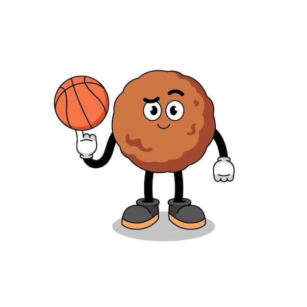 Ilustración de albóndigas como diseño de personajes de un jugador de baloncesto