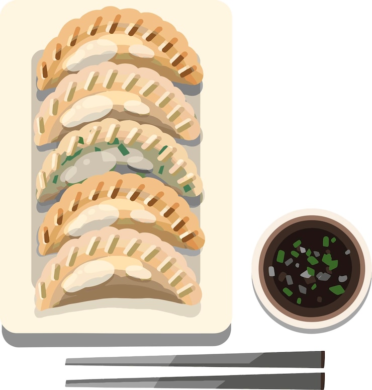 Vector ilustración de las albóndigas coreanas de mandu