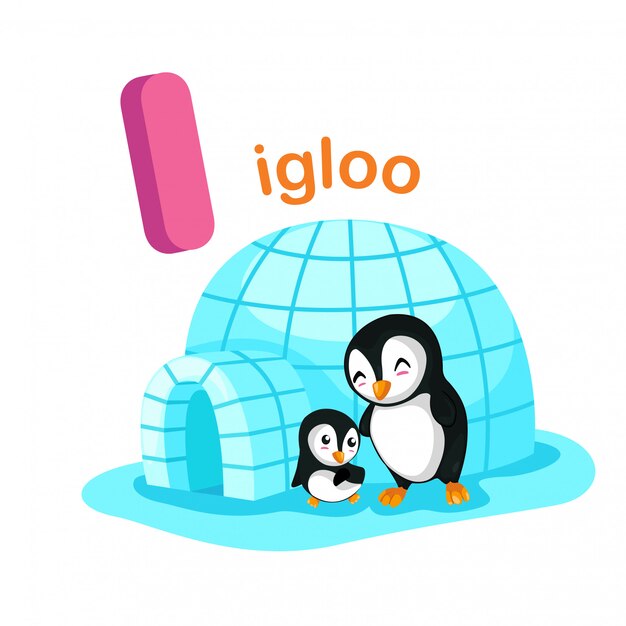 Ilustración del alfabeto aislado letra I Igloo