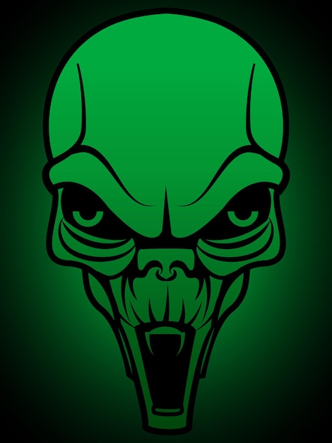 Ilustración alienígena del cráneo de la cabeza del vector