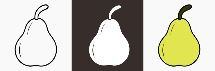 Ilustración alimentaria de la silueta vectorial de la fruta de la pera