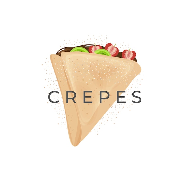 Ilustración de alimentos de crepes adecuados para el desayuno con rellenos de frutas saludables