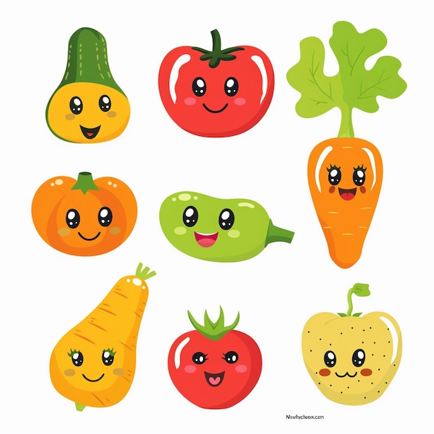 Ilustración de alimentos saludable vegetariano vegetal vegano vector orgánico zanahoria tomate fresco f