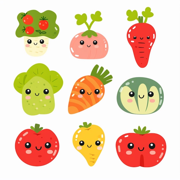 Ilustración de alimentos saludable vegetariano vegetal vegano vector orgánico zanahoria tomate fresco f