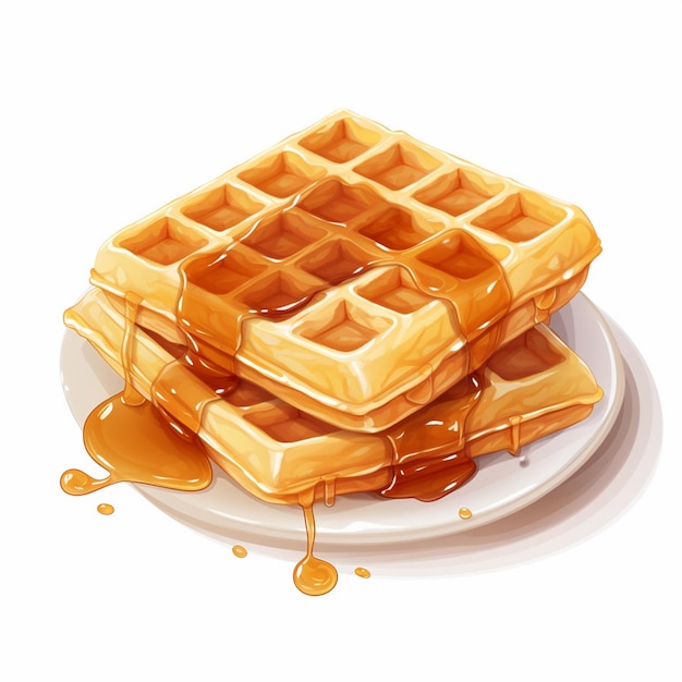 Ilustración de alimentos vector waffle postre bocadillo dulce panadería desayuno fondo oblea iso