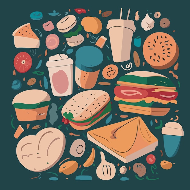 Vector ilustración de alimentos vectoriales de comida rápida arte vectorial de alimentos mexicanos