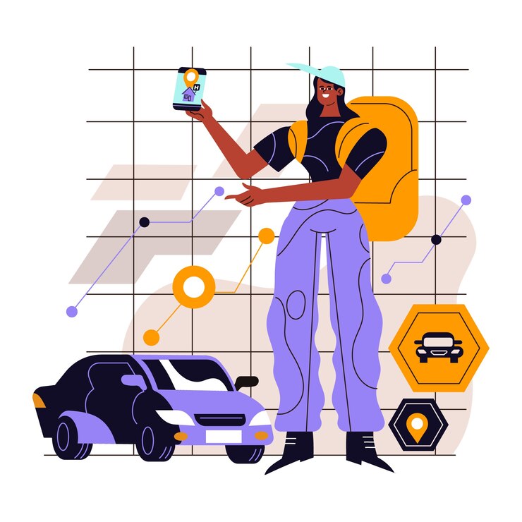 Vector ilustración de alojamiento y transporte