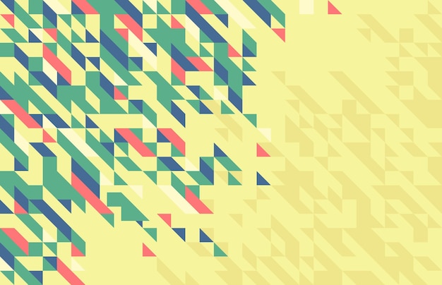 Ilustración amarilla y verde de fondo vectorial de mosaico abstracto, abstracción de fondo de azulejos geométricos, plantilla en blanco para anuncios y presentaciones.