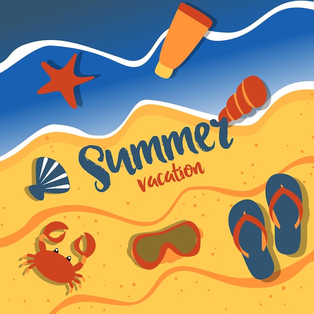 Vector ilustración de ambiente de verano con texto