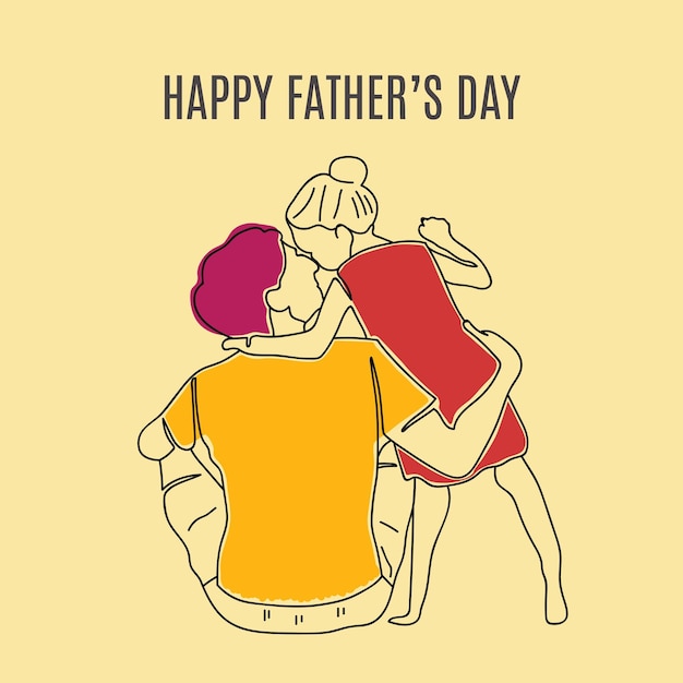 Ilustración de amor de padre e hija para el día del padre