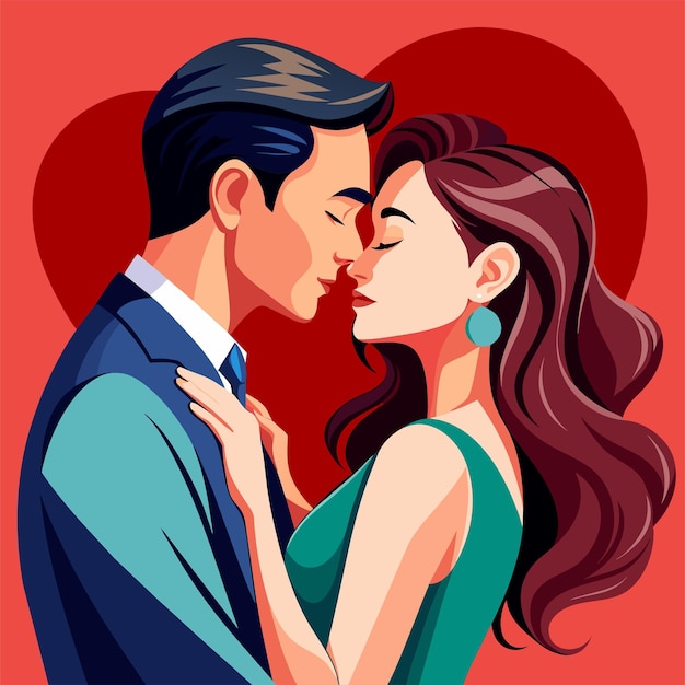 Ilustración de amor entre una pareja que se besan