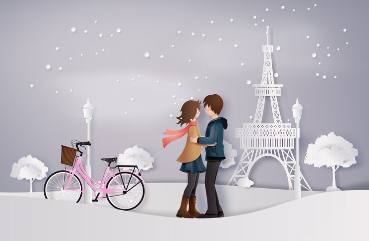 Vector ilustración del amor y la temporada de invierno,
