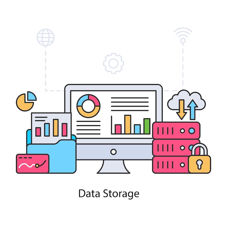 Vector ilustración de análisis de datos en línea vectorial editable