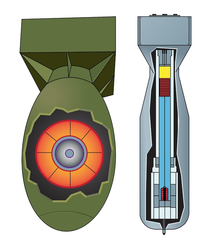 Vector ilustración de la anatomía del arma nuclear
