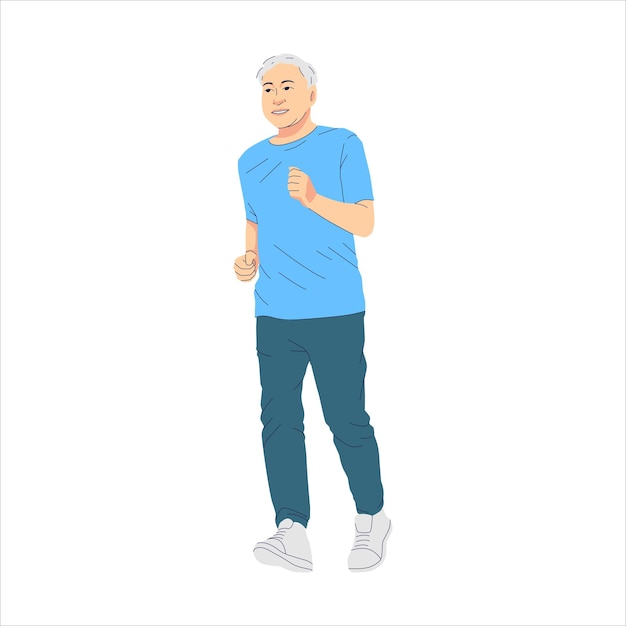 Ilustración de un anciano corriendo por la mañana