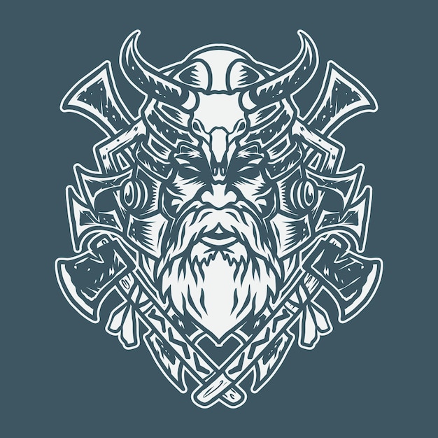 Ilustración del anciano vikingo warior