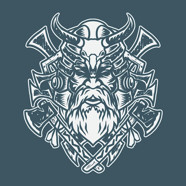 Vector ilustración del anciano vikingo warior