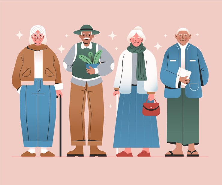 Ilustración de ancianos planos