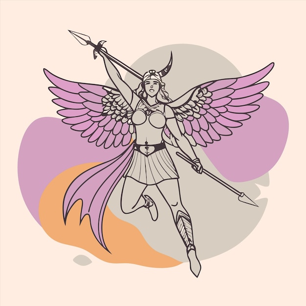 una ilustración de un ángel con una flecha y una flecha en él